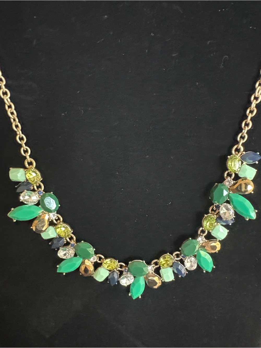J.Crew Green Gem Bib Statement Necklace